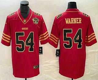 Men%27s San Francisco 49ers #54 Bobby Wagner Red 75th Patch Golden Edition Stitched Nike Limited Jersey->san francisco 49ers->NFL Jersey